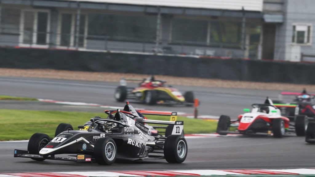 Louis Sharp racing in British F4 at Donington Park