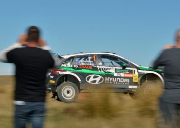 Hayden Paddon in Hyundai rally car at Rally Otago 2023
