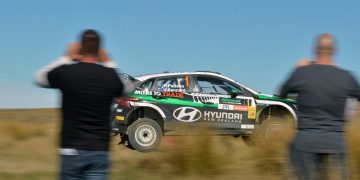 Hayden Paddon in Hyundai rally car at Rally Otago 2023