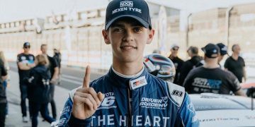 Hugo Allan holding winning Toyota 86 trophy