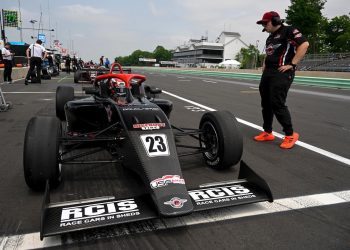 Jacob Douglas' USF2000 car parked in puts