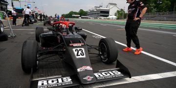 Jacob Douglas' USF2000 car parked in puts