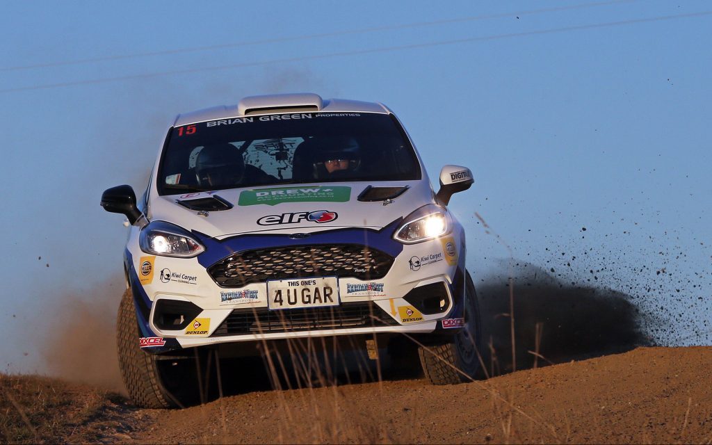 Dylan Thompson rallying Ford Fiesta Rally4 at 2023 South Canterbury Rally