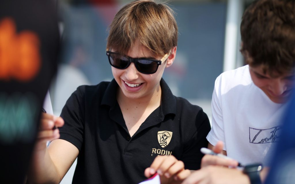 Louis Sharp signing posters at Oulton Park 2023