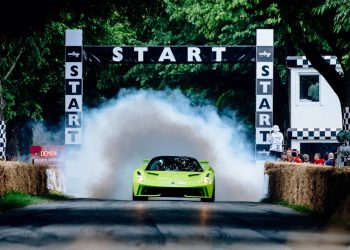 Lotus Evija doing burnout at Goodwood Festival of Speed