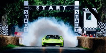 Lotus Evija doing burnout at Goodwood Festival of Speed