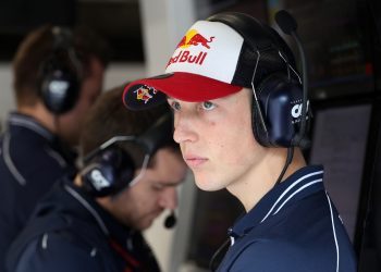 SPA, BELGIUM - JULY 28: Liam Lawson of New Zealand and Scuderia AlphaTauri looks on in the garage during practice ahead of the F1 Grand Prix of Belgium at Circuit de Spa-Francorchamps on July 28, 2023 in Spa, Belgium. (Photo by Peter Fox/Getty Images) // Getty Images / Red Bull Content Pool // SI202307280346 // Usage for editorial use only //