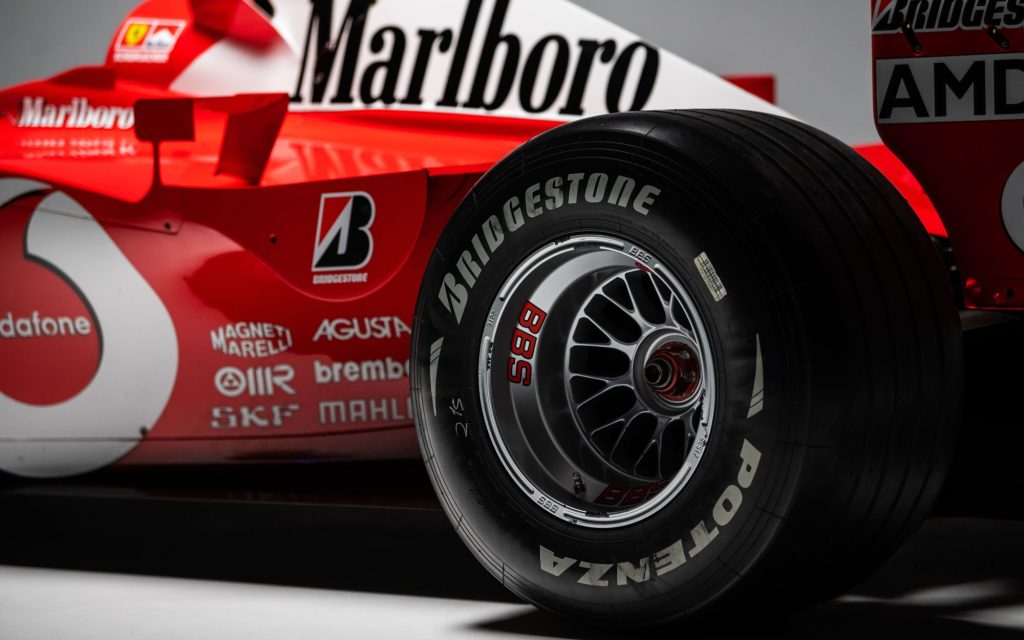 Michael Schumacher's Ferrari F2001b Formula One car wheel