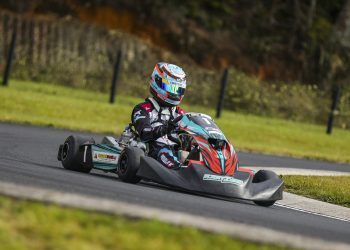 Blake Corin #1 Vortex ROK DVS Junior at round 5 of the Kartstars series held at Kartsport Rotorua, Rotorua, New Zealand on Sunday 21 May 2023. Mandatory credit: DJ Mills / www.shuttermedia.co.nz