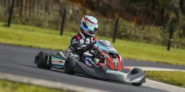 Blake Corin #1 Vortex ROK DVS Junior at round 5 of the Kartstars series held at Kartsport Rotorua, Rotorua, New Zealand on Sunday 21 May 2023. Mandatory credit: DJ Mills / www.shuttermedia.co.nz