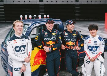 Max Verstappen, Sergio Perez, Yuki Tsunoda and Liam Lawson seen during the Red Bull Unserious Race Series in Tokyo, Japan on September 22, 2023. // Suguru Saito / Red Bull Content Pool // SI202309220007 // Usage for editorial use only //