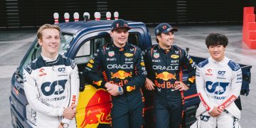 Max Verstappen, Sergio Perez, Yuki Tsunoda and Liam Lawson seen during the Red Bull Unserious Race Series in Tokyo, Japan on September 22, 2023. // Suguru Saito / Red Bull Content Pool // SI202309220007 // Usage for editorial use only //