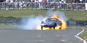 Ferrari 250 GTO on fire at 2023 Goodwood Revival