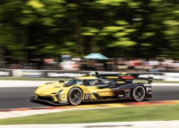 Cadillac Racing; Road America; August 6, 2023; Cadillac V-Series.R No. 01 driven by Renger van der Zande and Sebastien Bourdais; Cadillac V-Series.R No. 31 driven by Pipo Derani and Alexander Sims (Richard Prince/Cadillac Photo).