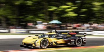 Cadillac Racing; Road America; August 6, 2023; Cadillac V-Series.R No. 01 driven by Renger van der Zande and Sebastien Bourdais; Cadillac V-Series.R No. 31 driven by Pipo Derani and Alexander Sims (Richard Prince/Cadillac Photo).