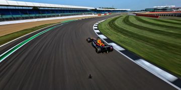 Liam Lawson of the New Zealand seen form the Red Bull Drone 1 piloted by Shaggy FPV Ralph Hogenbrik of the Netherlands in Silverstone, Great Britain on February 13, 2024. // Joerg Mitter / Red Bull Content Pool // SI202402270361 // Usage for editorial use only //