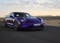 2024 Porsche Taycan Turbo GT with Weissach package driving on track