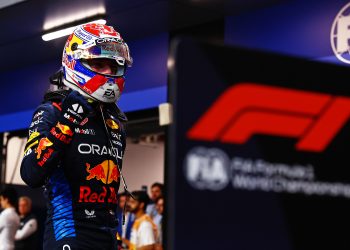 JEDDAH, SAUDI ARABIA - MARCH 08: Pole position qualifier Max Verstappen of the Netherlands and Oracle Red Bull Racing celebrates in parc ferme during qualifying ahead of the F1 Grand Prix of Saudi Arabia at Jeddah Corniche Circuit on March 08, 2024 in Jeddah, Saudi Arabia. (Photo by Mark Thompson/Getty Images) // Getty Images / Red Bull Content Pool // SI202403080498 // Usage for editorial use only //