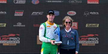 #26 Liam Sceats,   TJ Speed Motorsports, Tony Quinn Foundation, Omega Rental Cars , Victory Lane