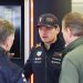 BAHRAIN, BAHRAIN - FEBRUARY 26: Max Verstappen of the Netherlands and Oracle Red Bull Racing, Christian Horner, Team Principal of Oracle Red Bull Racing, and Jos Verstappen talk in the garage during day one of F1 Testing at Bahrain International Circuit on February 26, 2025 in Bahrain, Bahrain. (Photo by Mark Thompson/Getty Images) // Getty Images / Red Bull Content Pool // SI202502260251 // Usage for editorial use only //
