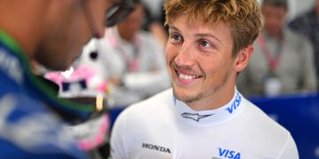 BUDAPEST, HUNGARY - AUGUST 03: Liam Lawson of New Zealand and Visa Cash App Racing Bulls looks on in the garage prior to the F1 Grand Prix of Hungary at Hungaroring on August 03, 2025 in Budapest, Hungary. (Photo by Rudy Carezzevoli/Getty Images) // Getty Images / Red Bull Content Pool // SI202508030349 // Usage for editorial use only //