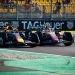 MONZA, ITALY - SEPTEMBER 05: Max Verstappen of the Netherlands driving the (1) Oracle Red Bull Racing RB21 and Lewis Hamilton of Great Britain driving the (44) Scuderia Ferrari SF-25 battle for track position during practice ahead of the F1 Grand Prix of Italy at Autodromo Nazionale Monza on September 05, 2025 in Monza, Italy. (Photo by Sam Bloxham/LAT Images) // Getty Images / Red Bull Content Pool // SI202509050705 // Usage for editorial use only //