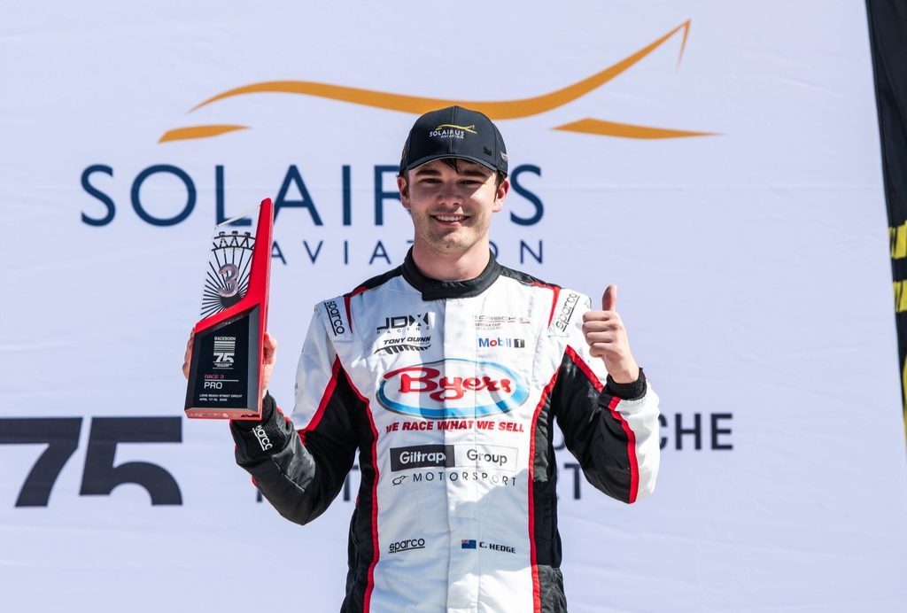 Hedge shines on Long Beach streets with double Porsche Carrera Cup podium