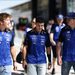 MADRID, SPAIN - SEPTEMBER 10: Max Verstappen of the Netherlands and Oracle Red Bull Racing, Isack Hadjar of France and Oracle Red Bull Racing, and Liam Lawson of New Zealand and Oracle Red Bull Racing talk as they walk in the Pitlane during previews ahead of the F1 Grand Prix of Spain at Madring on September 10, 2026 in Madrid, Spain. (Photo by Mark Thompson/Getty Images) // Getty Images / Red Bull Content Pool // SI202609100467 // Usage for editorial use only //