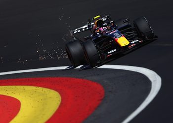 MADRID, SPAIN - SEPTEMBER 12: Sparks fly behind Liam Lawson of New Zealand driving the (30) Oracle Red Bull Racing RB22 Red Bull Ford Powertrains on track during final practice ahead of the F1 Grand Prix of Spain at Madring on September 12, 2026 in Madrid, Spain. (Photo by Andy Hone/LAT Images) // Getty Images / Red Bull Content Pool // SI202609120650 // Usage for editorial use only //