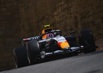 BAKU, AZERBAIJAN - SEPTEMBER 25: Liam Lawson of New Zealand driving the (30) Visa Cash App Racing Bulls VCARB 03 RB Ford on track during final practice ahead of the F1 Grand Prix of Azerbaijan at Baku City Circuit on September 25, 2026 in Baku, Azerbaijan. (Photo by Rudy Carezzevoli/Getty Images) // Getty Images / Red Bull Content Pool // SI202609250340 // Usage for editorial use only //